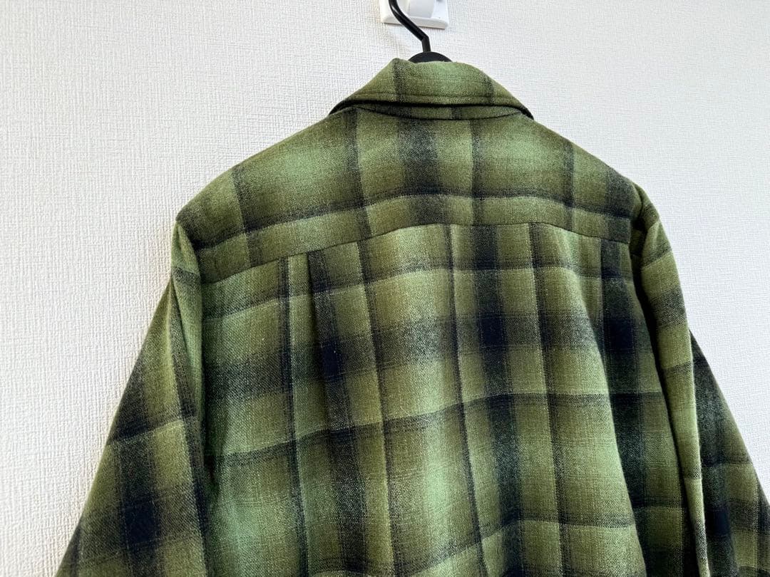 超超スペシャル 60s cascade オンブレ ウール シャツ M グリーン