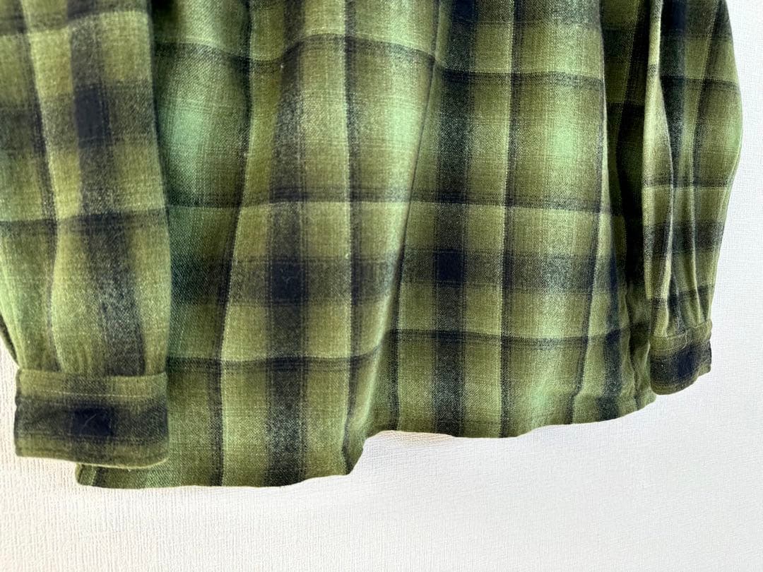 超超スペシャル 60s cascade オンブレ ウール シャツ M グリーン