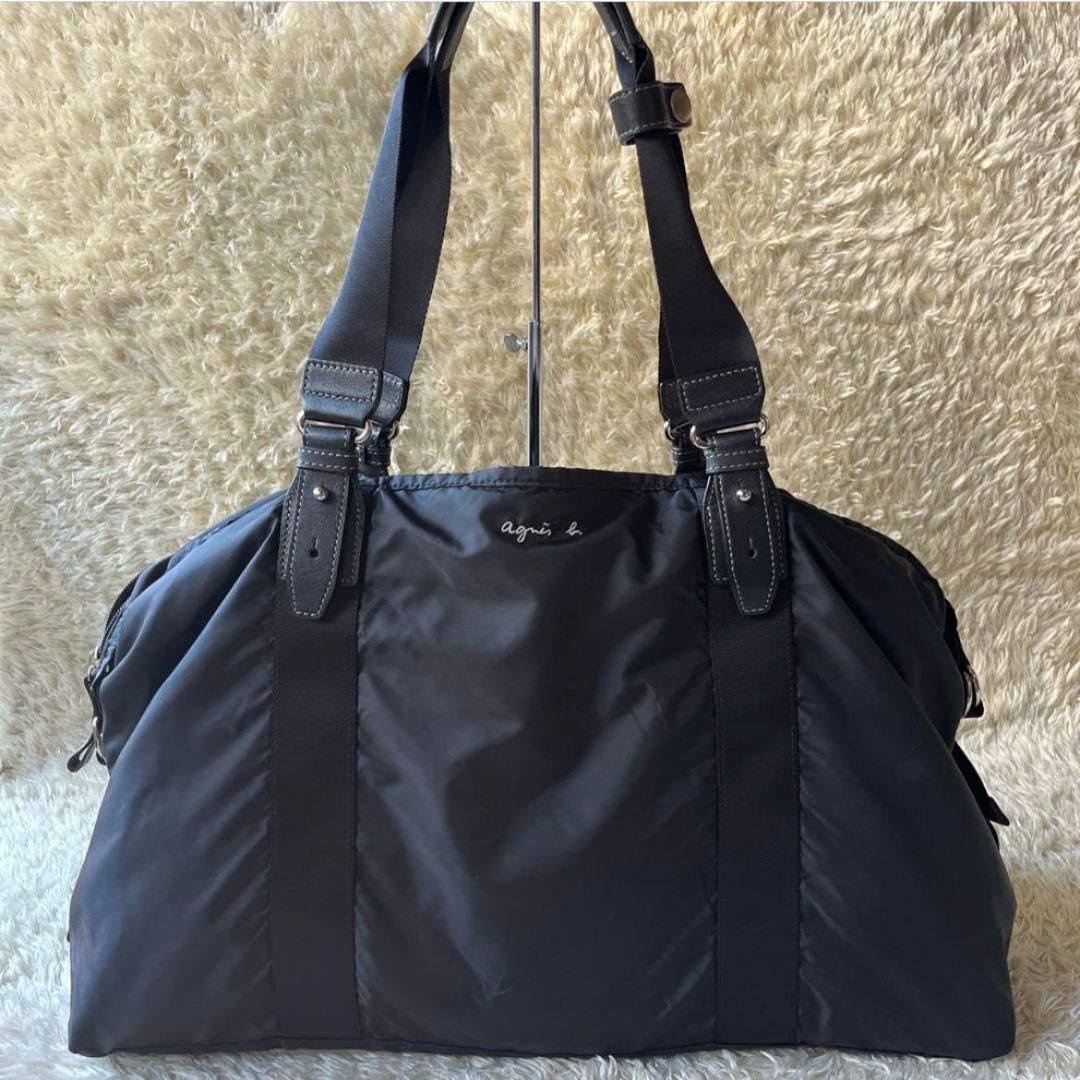 agnesb アニエスベー 2way ボストンバッグ ロゴ刺繍　ナイロン 大容量