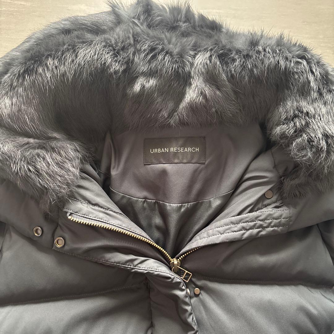 URBAN RESEARCH ラビットフードストレッチショートダウン36 黒