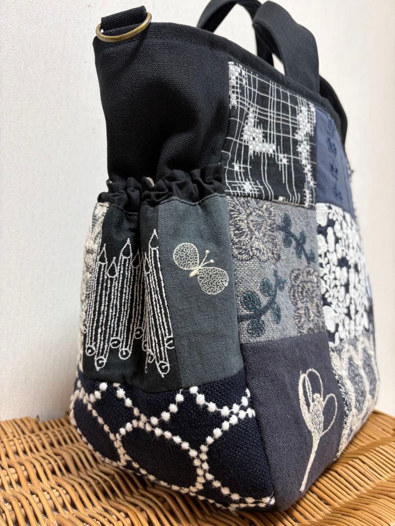 ミナペルホネン＊パッチギャザポケファスナートートLL✂️ハンドメイド