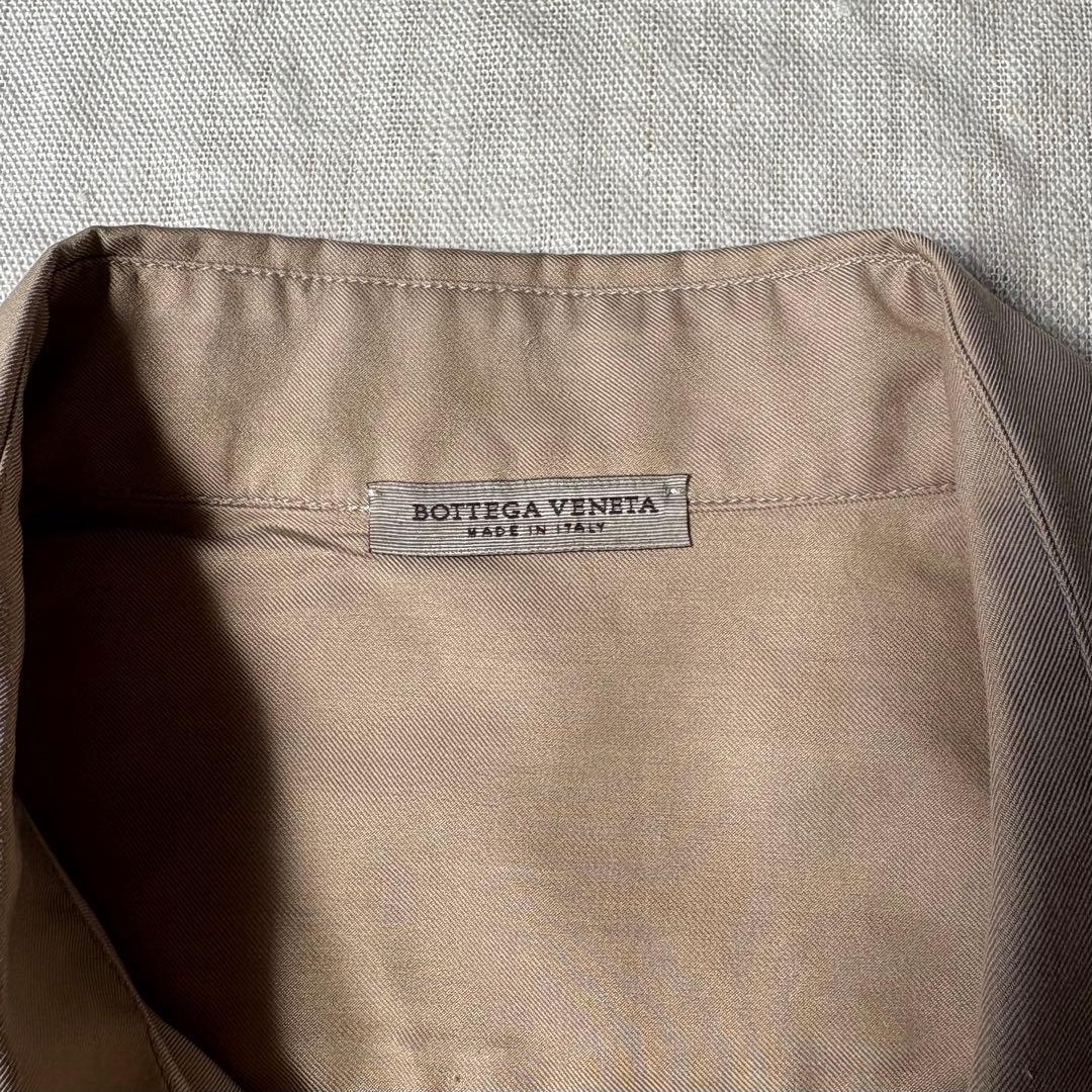 【美品】BOTTEGA VENETA コットン シルク 長袖シャツ ベージュ