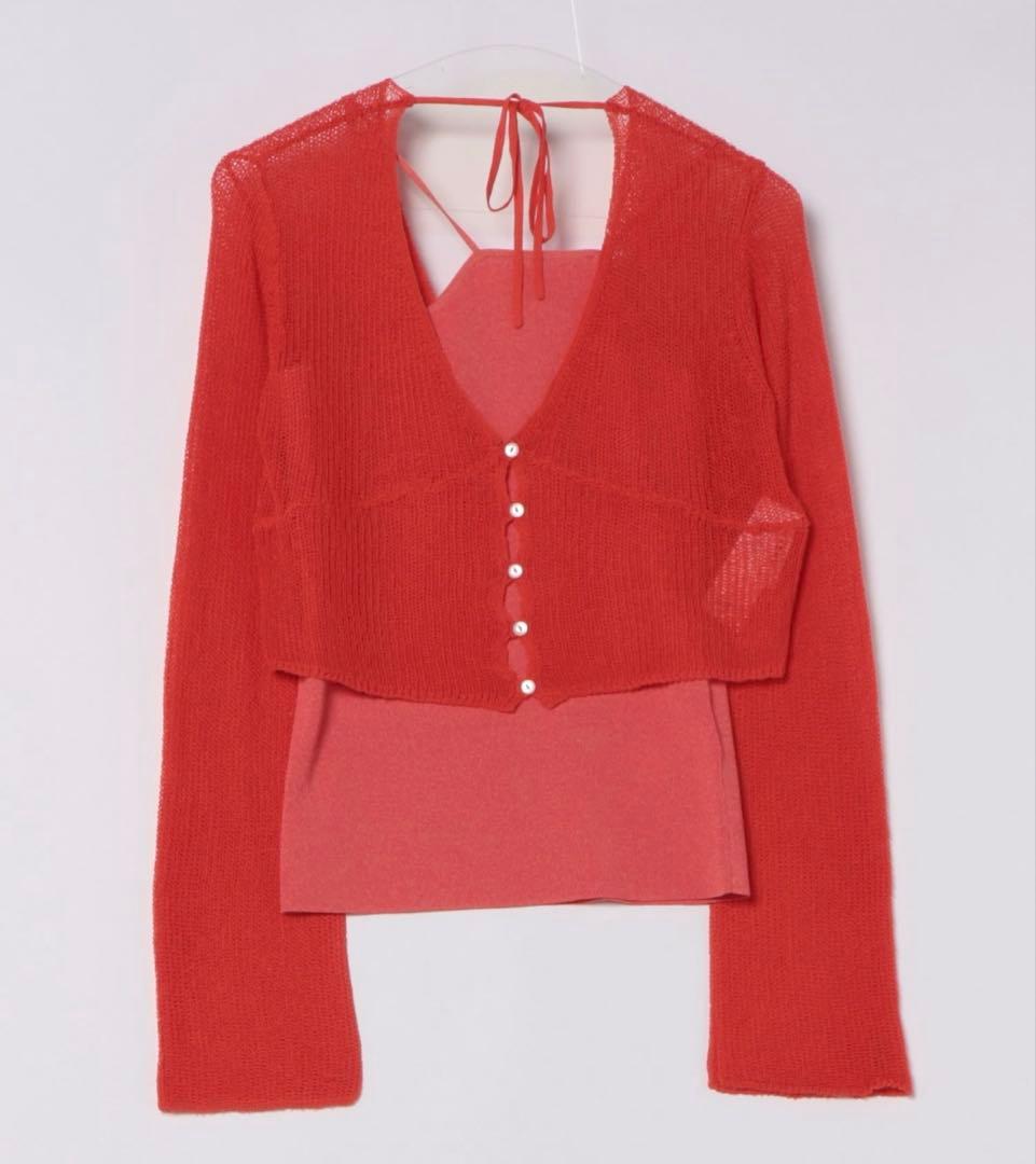 トップス LAYERED KNIT CARDIGAN TOP Ameri Vintage