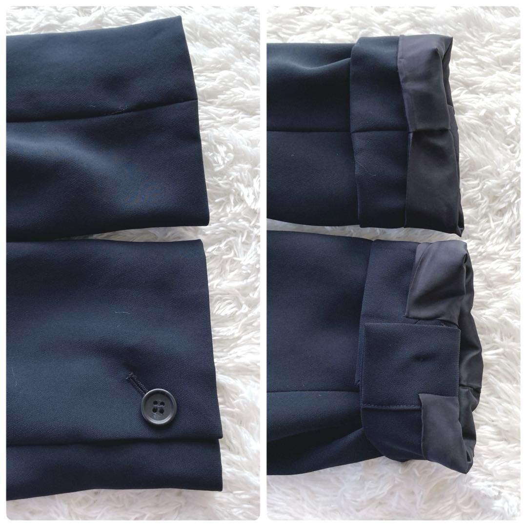 美品✨プラステ　パンツスーツ　ノーカラー　ネイビー　とろみ　手洗い可 Ｌ　大きめ