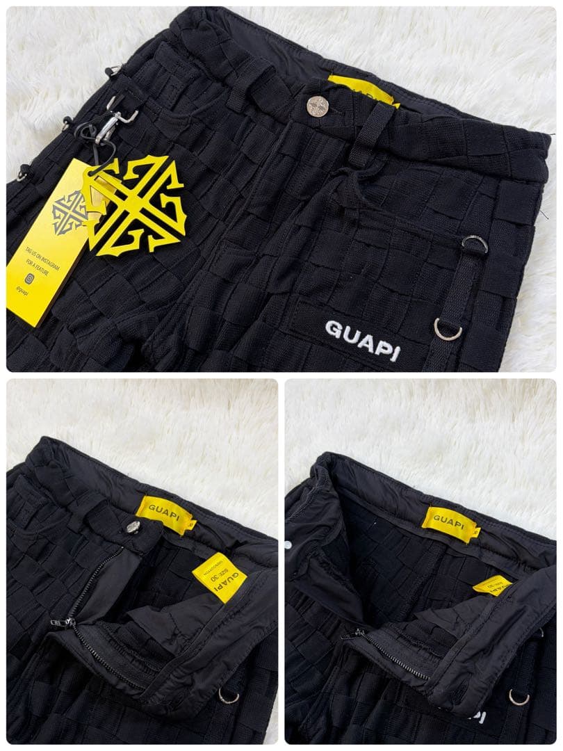 【極美品】GUAPI オプシディアン ブレイデッドパンツ フレア タグ付 30黒