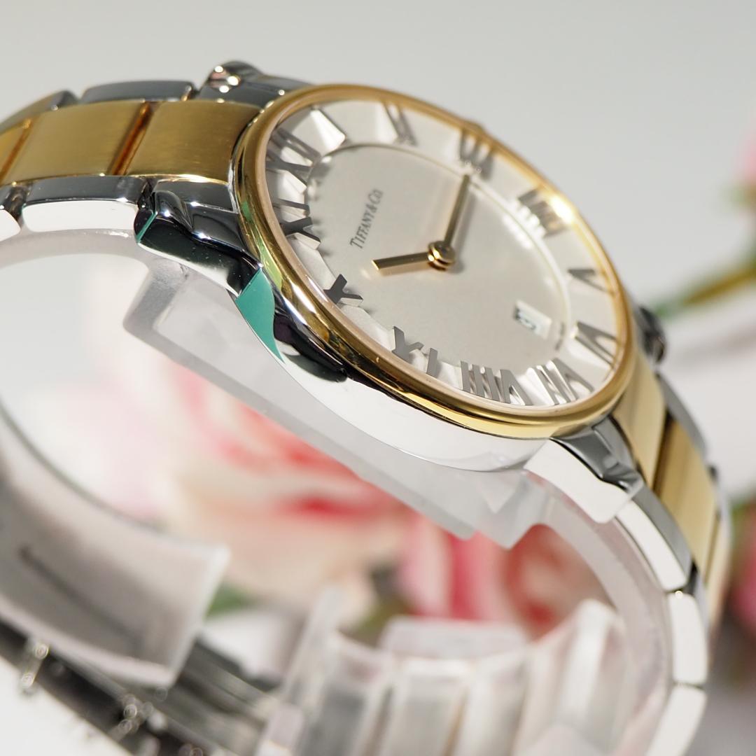 美品 ティファニー TIFFANY アトラスドーム コンビ 腕時計 箱 H237