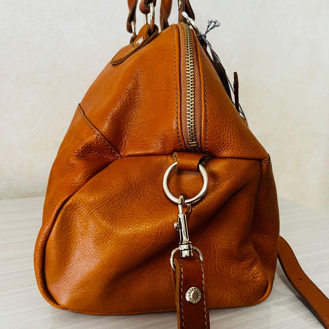 新品　russet 2way レザー ボストンバッグ　インナーバッグ付　オレンジ