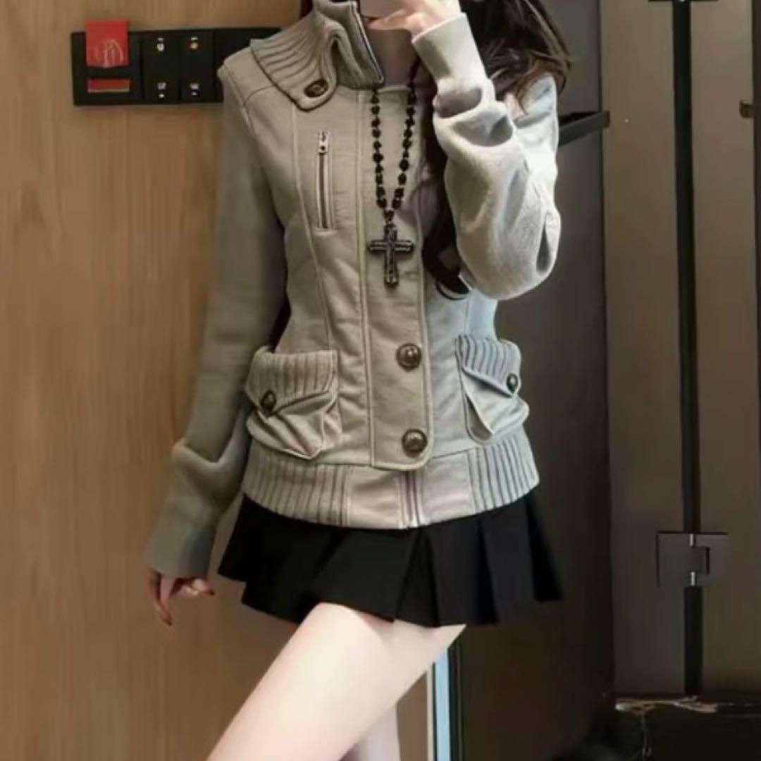 ヴィンテージ風 grunge スウェットジャケット 古着系 Y2K レディース