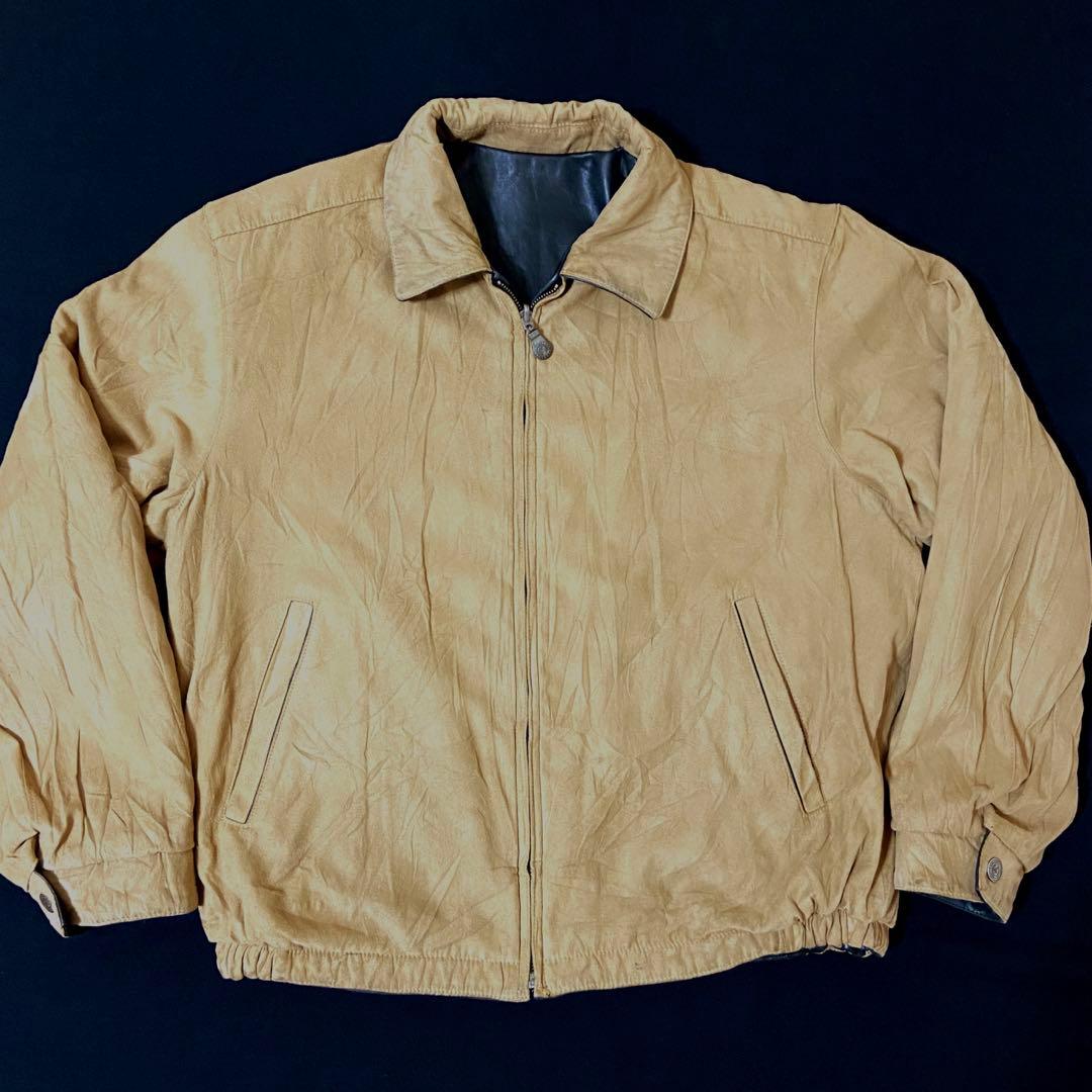 90s weather proofリバーシブル レザージャケット　黒　短丈