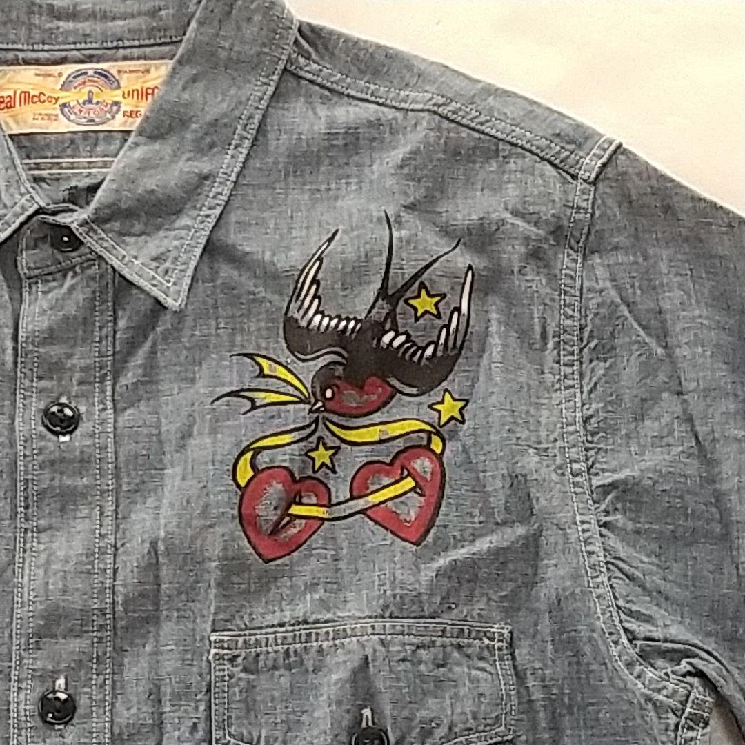 ザ リアルマッコイズ U.S.N シャンブレーシャツ SWALLOW サイズ15