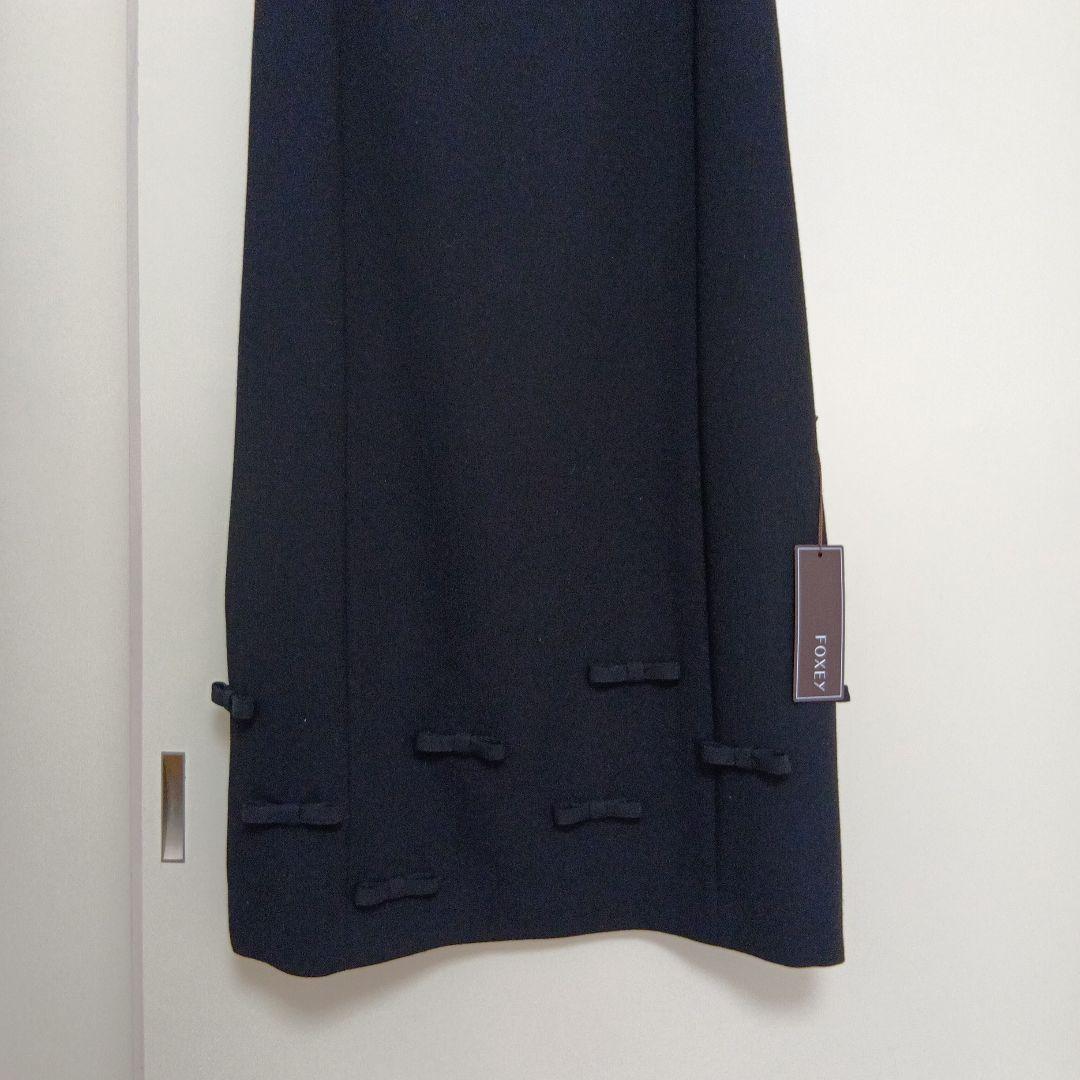 FOXEY 黒 ノースリーブ ひざ丈ワンピース