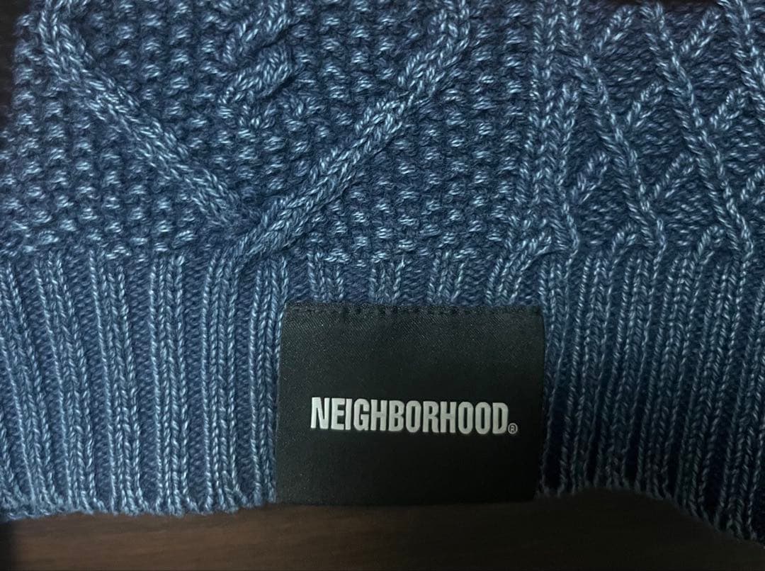 NEIGHBORHOOD CREWNECK CABLE SWEATERブルーM