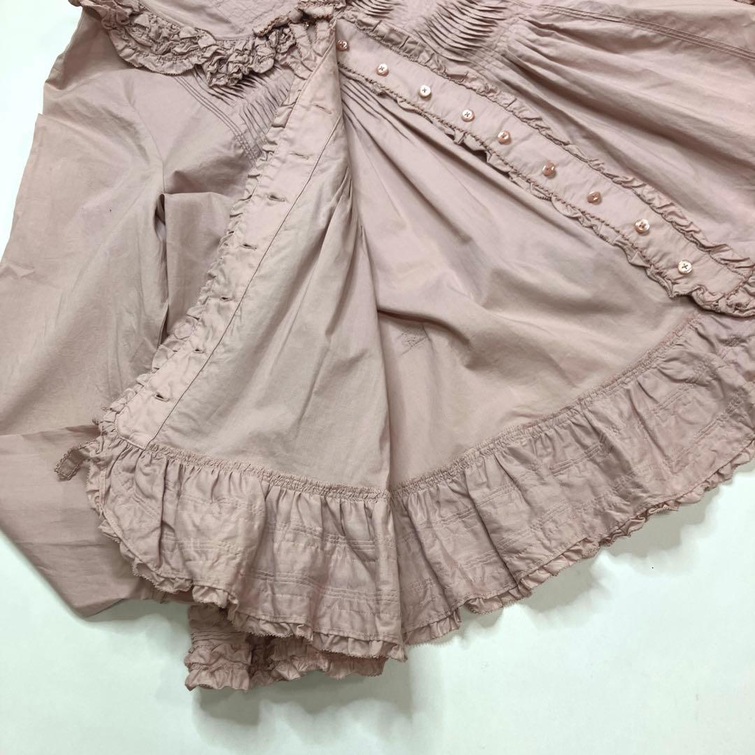 ピンクハウス ピンク ピコフリル ピンタック使い 綿ローンオーバーブラウス