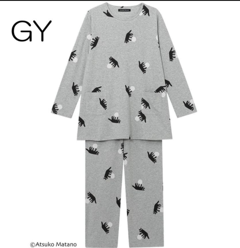 新品タグ付き ワコール パジャマ ワンピ ルームウェア ボール グレー LL