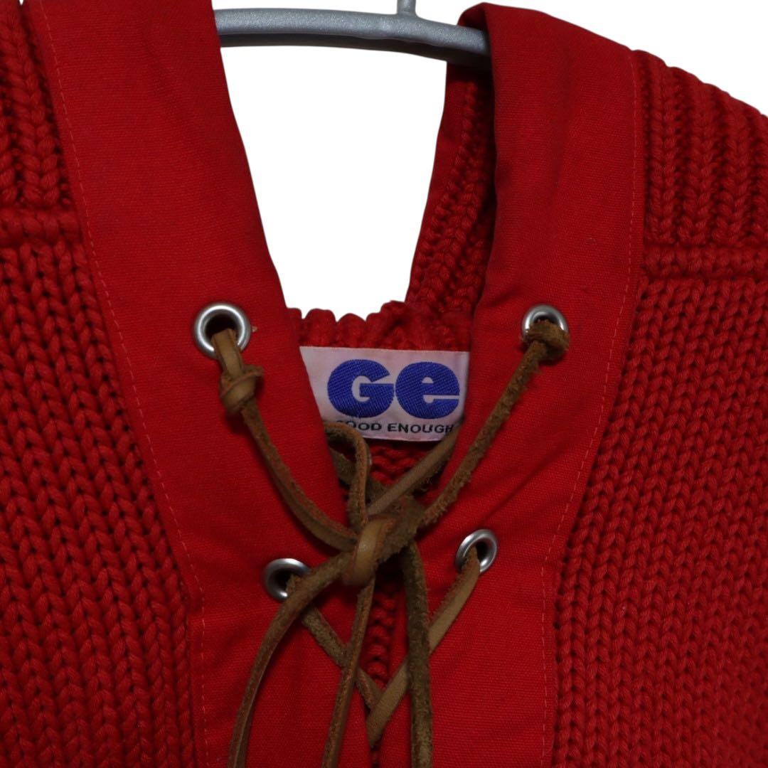 N-428 グッドイナフ　当時物　ニットパーカー　レッド　Lサイズ　希少