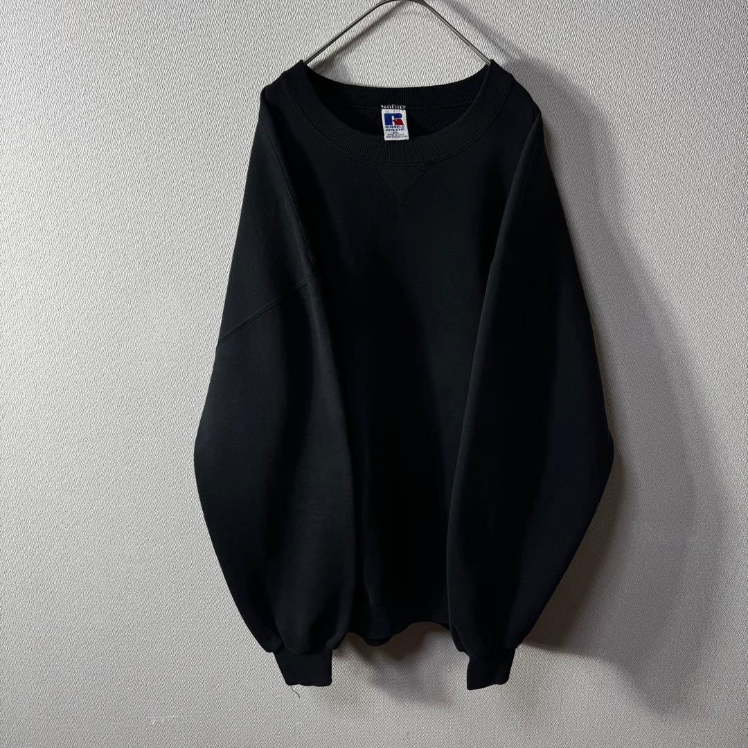 M*i様 希少 90s USA製 RUSSELL PLAIN 無地 前V ブラッ