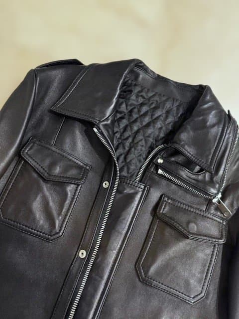 極美品 バーバリー型 レザージャケット ライダース 本革 バイカー 希少デザイン