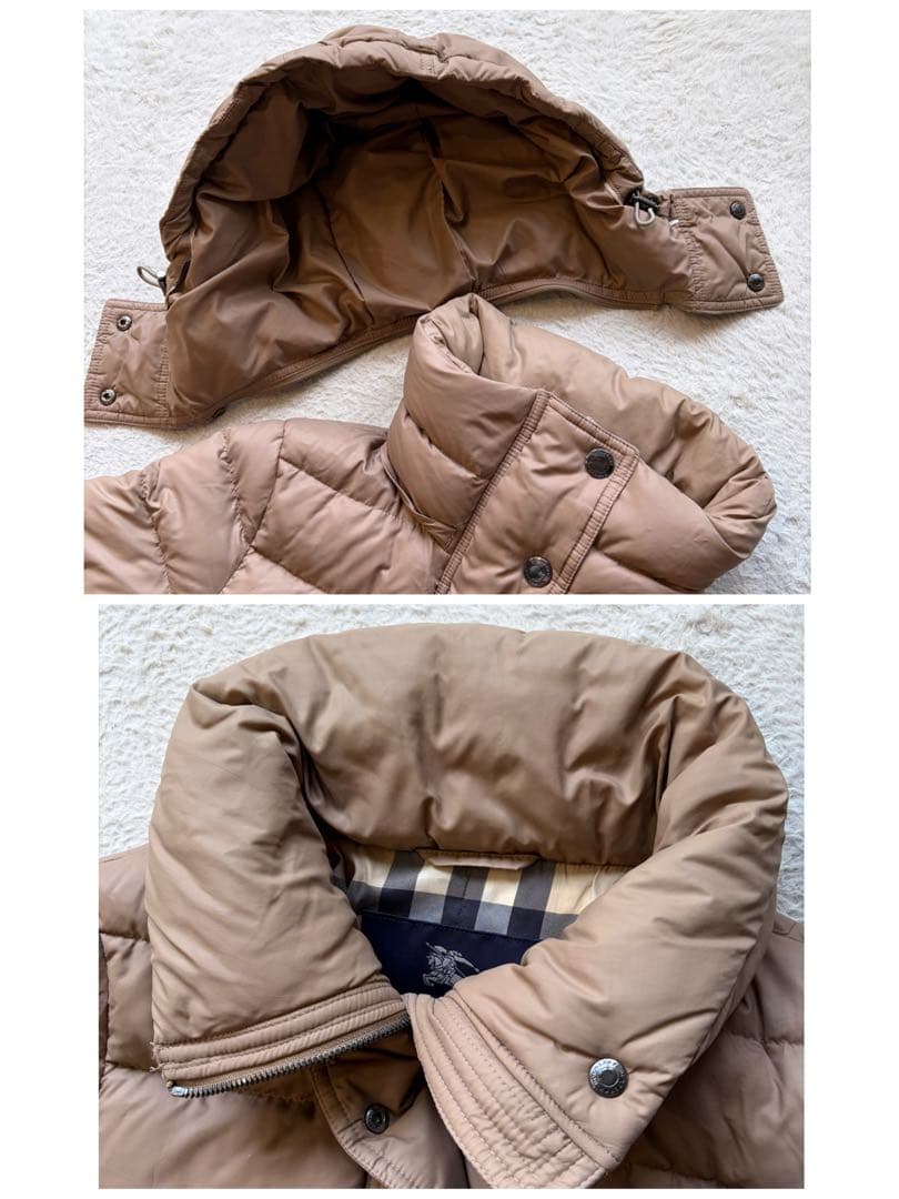 美品✨バーバリーロンドン ダウンコート メガノバチェック 腰ベルト ベージュ M