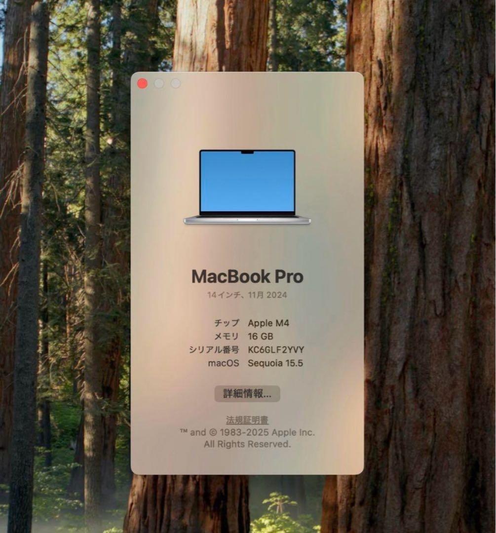 MacBook Pro M4 メモリ16GB/SSD512GB 14インチ