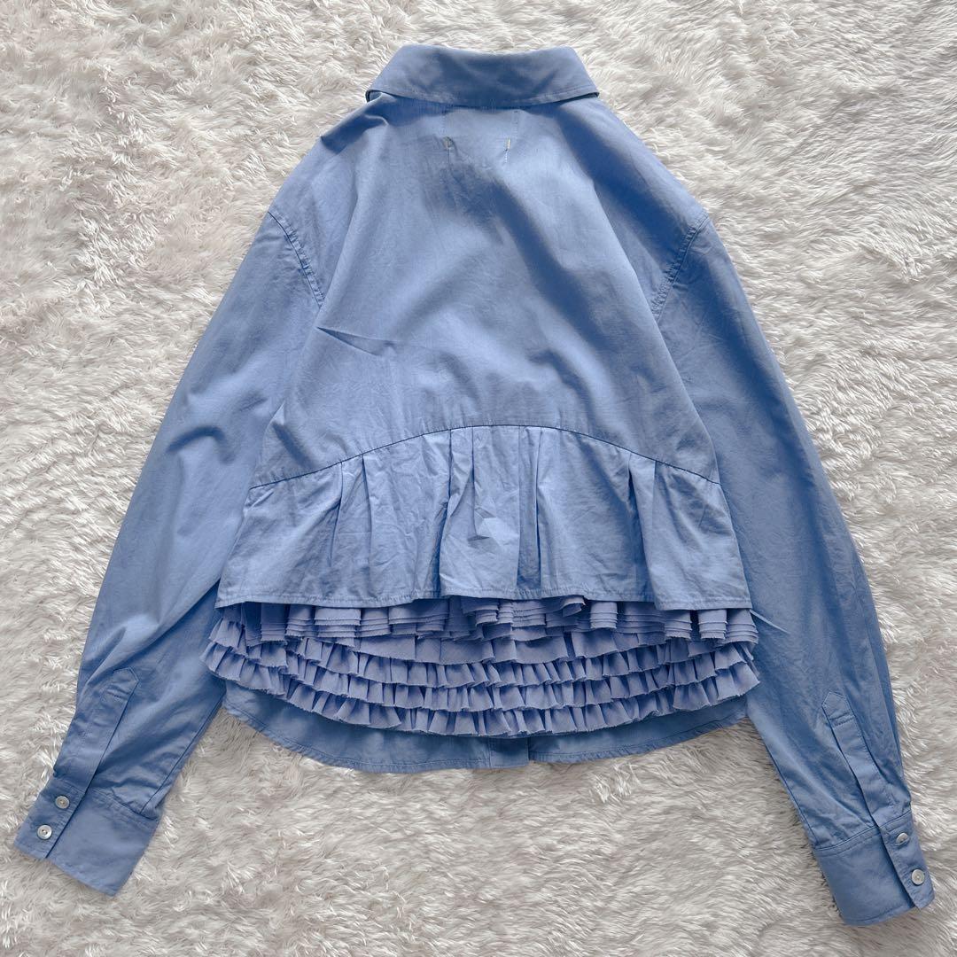 MUVEIL ミュベール バックフリルブラウス サックスブルー 38 M
