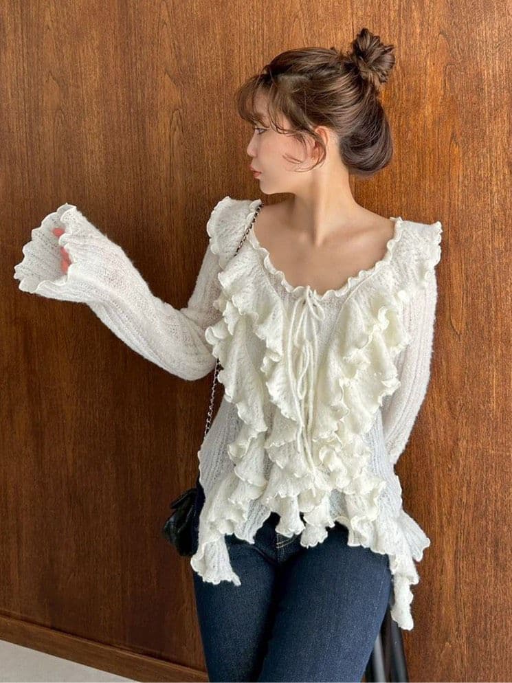 新品タグ付♥️定価以下 SNIDEL ラッフルデザインニットプルオーバー