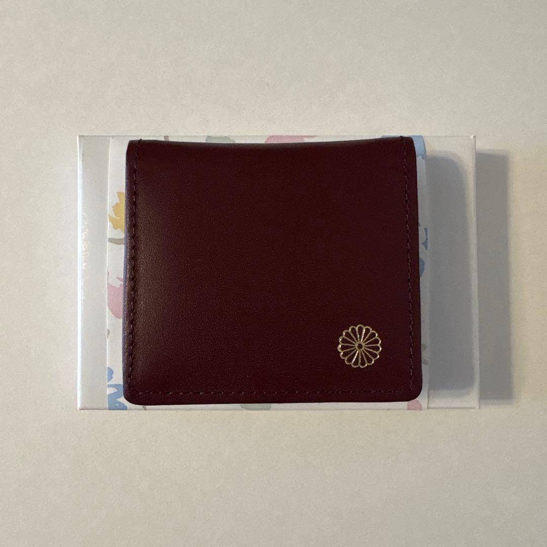皇居　菊花紋章　まちつき小銭入れ　えんじ色　ワインレッド