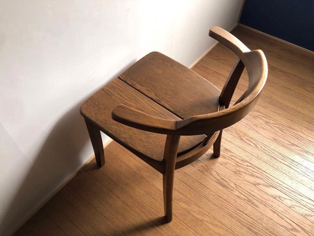 飛騨家具 浜本工芸 アームチェア① 肘掛け 安楽椅子 楢無垢材 昭和レトロ 民芸