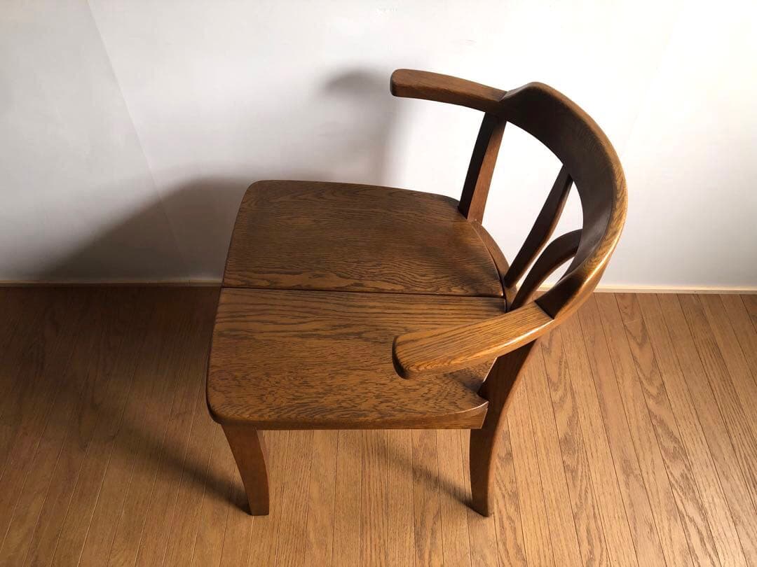 飛騨家具 浜本工芸 アームチェア① 肘掛け 安楽椅子 楢無垢材 昭和レトロ 民芸