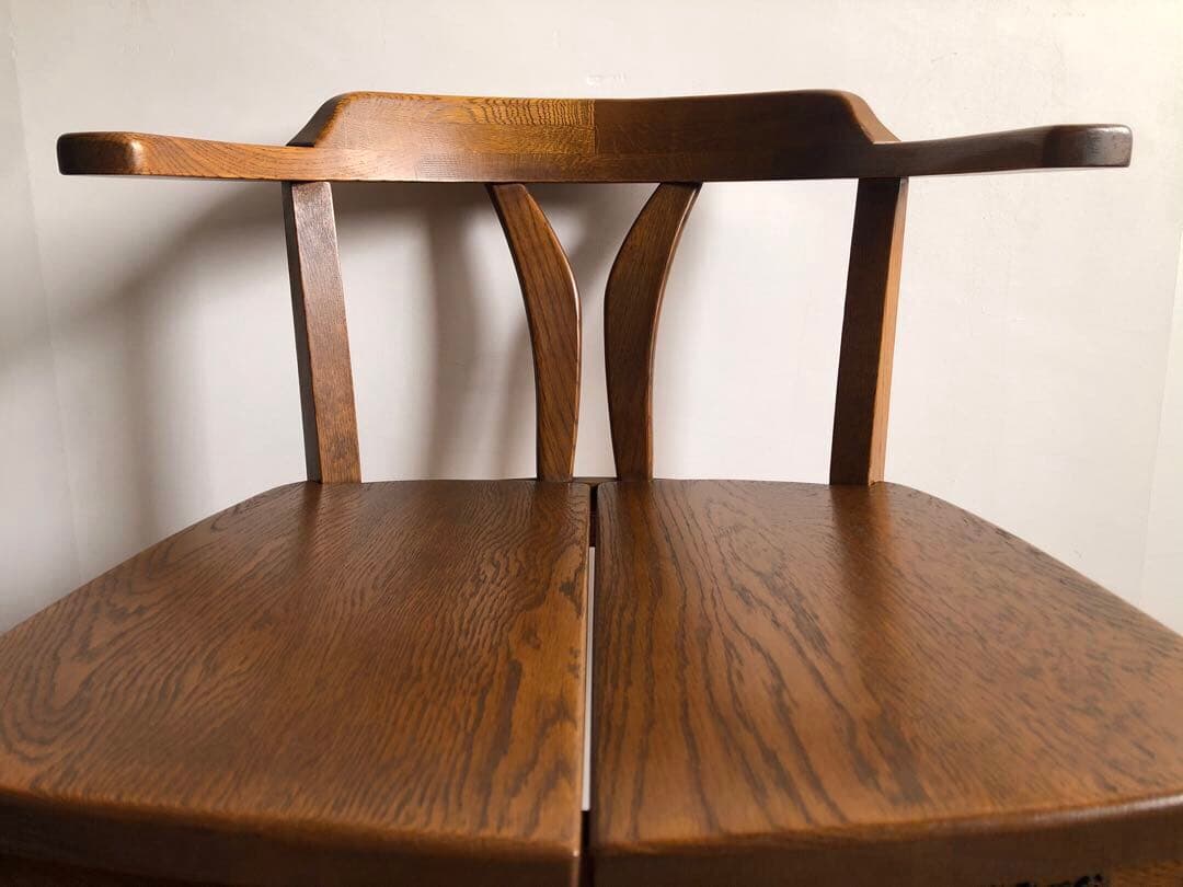 飛騨家具 浜本工芸 アームチェア① 肘掛け 安楽椅子 楢無垢材 昭和レトロ 民芸