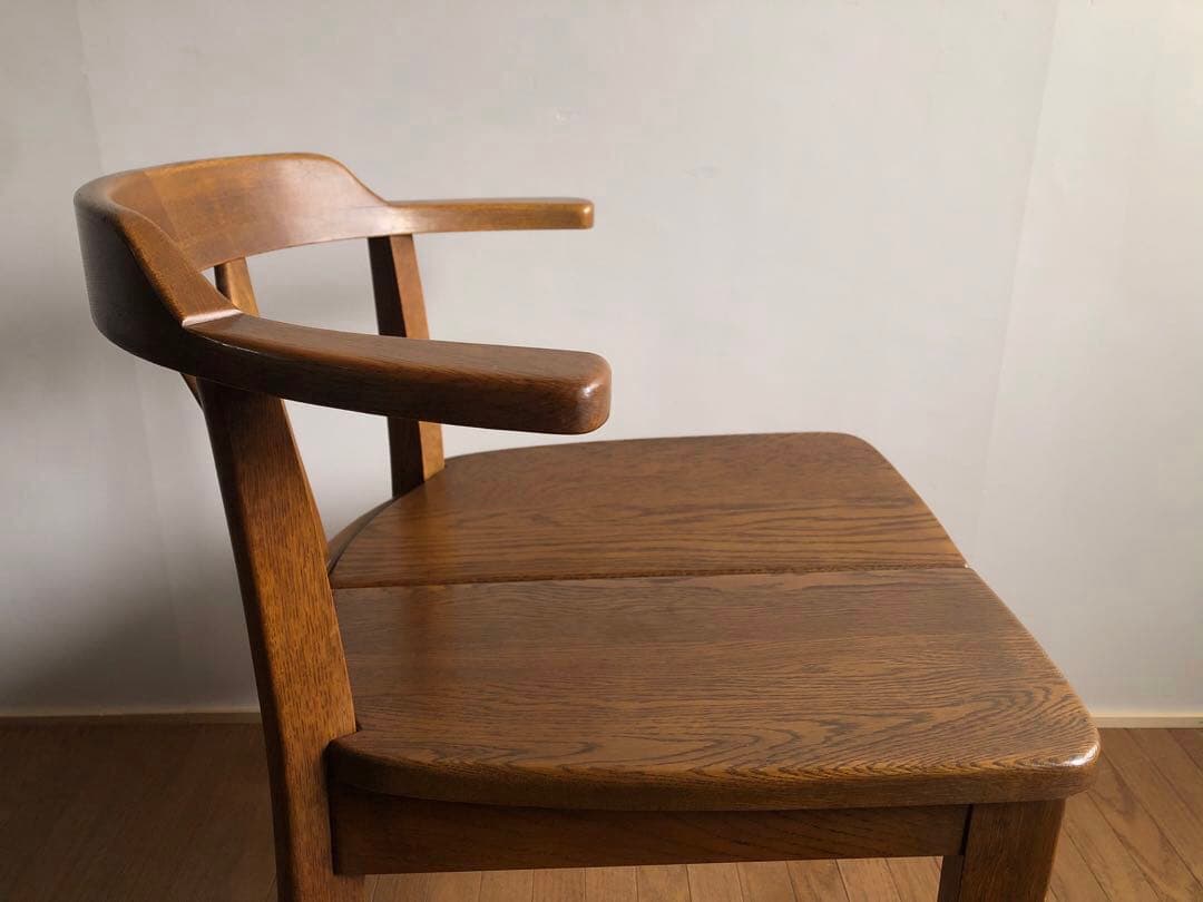 飛騨家具 浜本工芸 アームチェア① 肘掛け 安楽椅子 楢無垢材 昭和レトロ 民芸