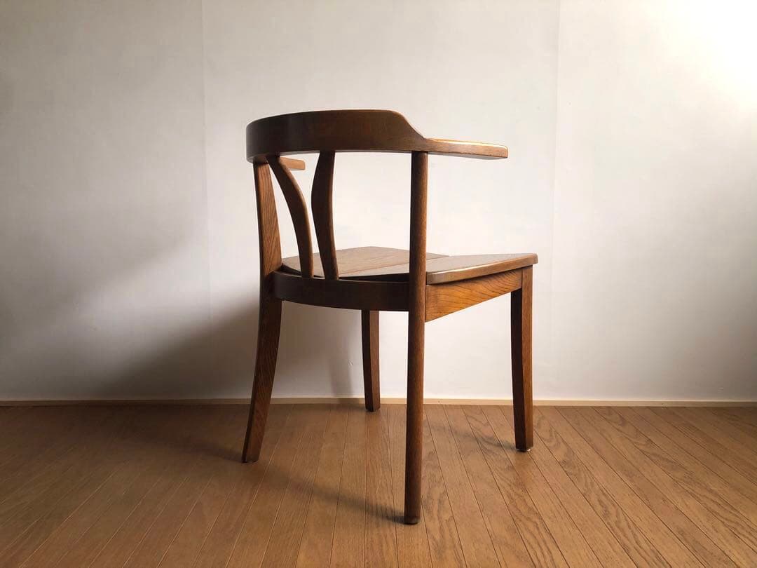 飛騨家具 浜本工芸 アームチェア① 肘掛け 安楽椅子 楢無垢材 昭和レトロ 民芸