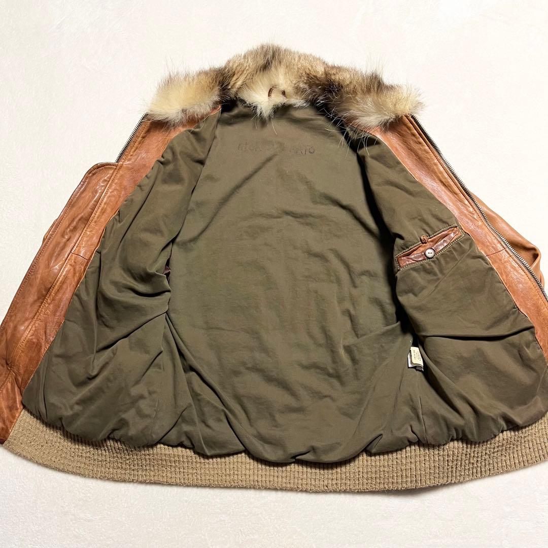 【希少】GIORGIO BRATO☆ライダース☆ファー付き☆羊革☆ブラウン☆48