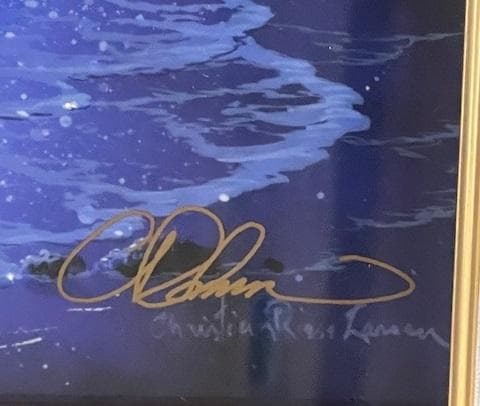 【真作】ダイヤ４個付クリスチャン・ラッセン Lassen「ミッドナイトブルーⅡ」