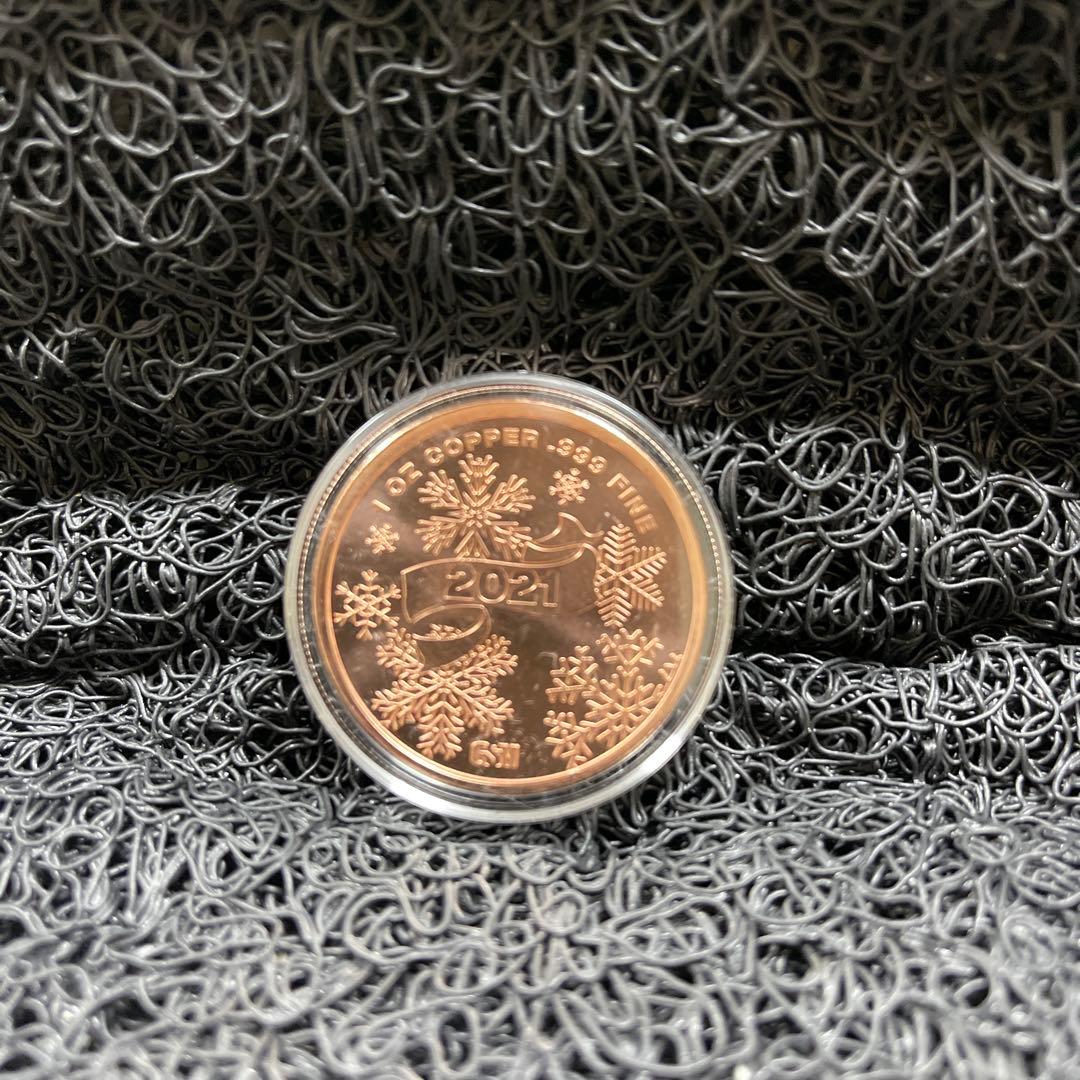 2022年カナダ メイプルリーフ銀貨 2021年メリークリスマス・サンタ純銅