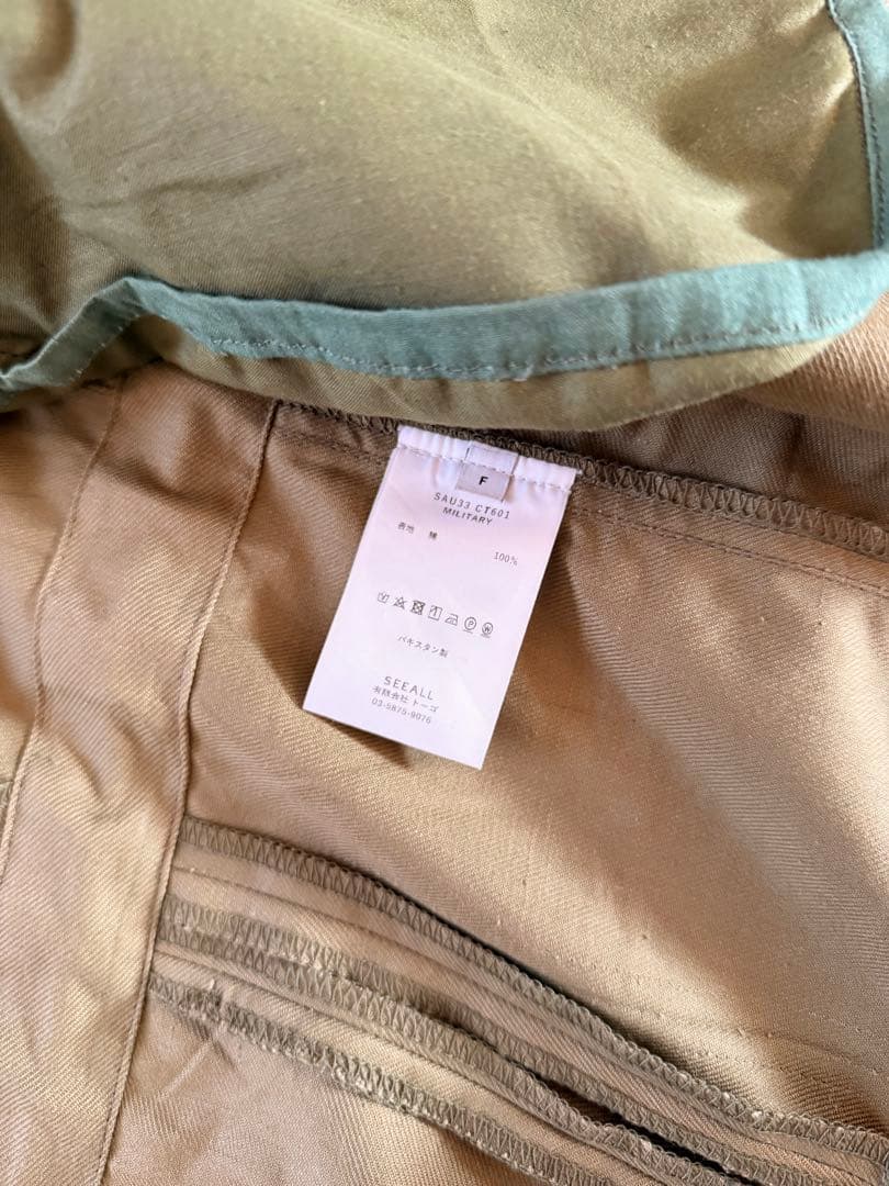 SEEALL ミリタリーコート オリーブ F ドローコード ロング