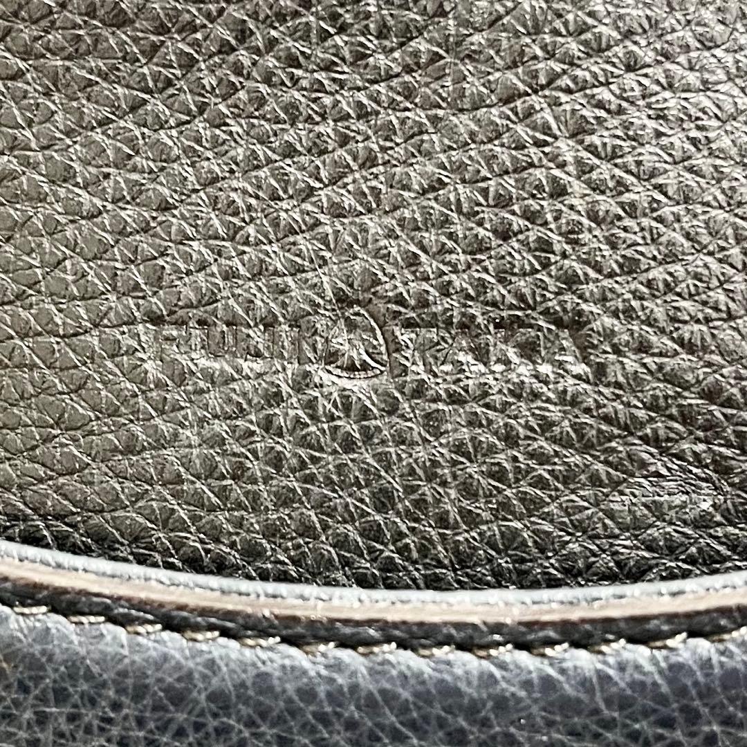 美品✨フジタカ トートバッグ レザー シボ 濃紺 日本製 肩がけ A4 大容量