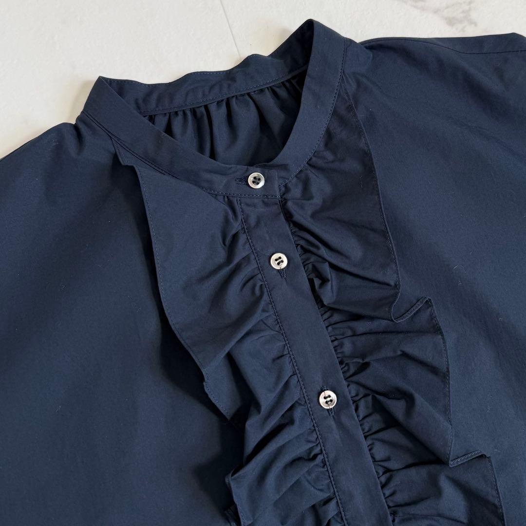 【新品】ジャーナルスタンダードレサージュ スタンドカラーフリルシャツ ネイビー