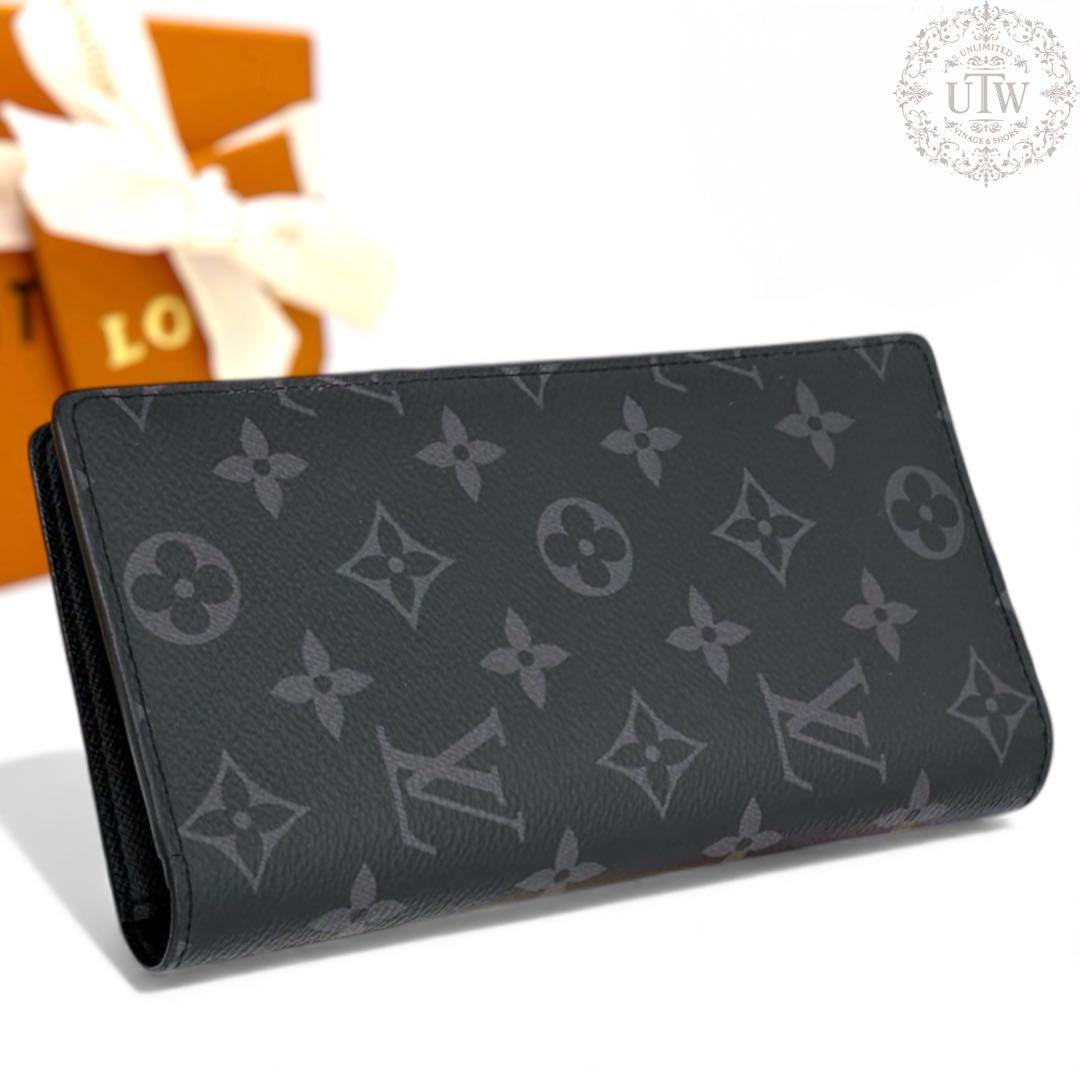 新品に近い　新型　ルイヴィトン ポルトフォイユブラザ エクリプスモノグラム 財布