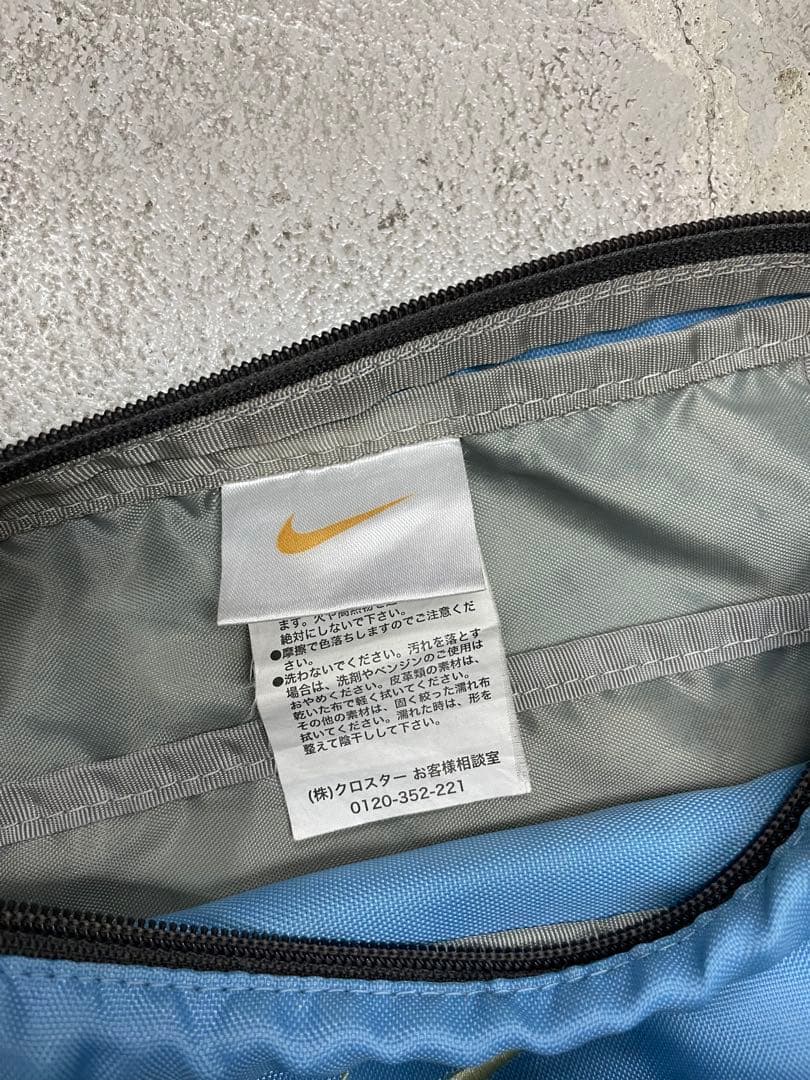 90s NIKE ナイキ　ショルダーバック　y2k 水色　刺繍 ナイロン　テック