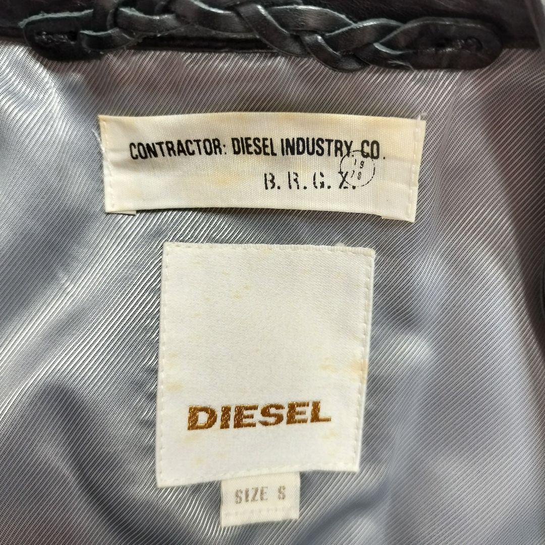 DIESEL シングルライダース ジャケット S　ウール 切替 スタジャン 牛革
