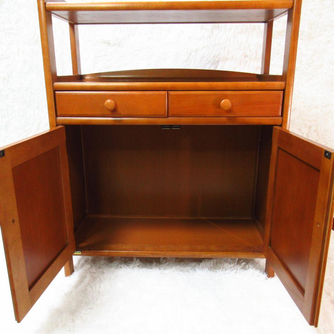 カリモク家具 ラタン キャビネット 電話代 棚 昭和レトロ オールドカリモク