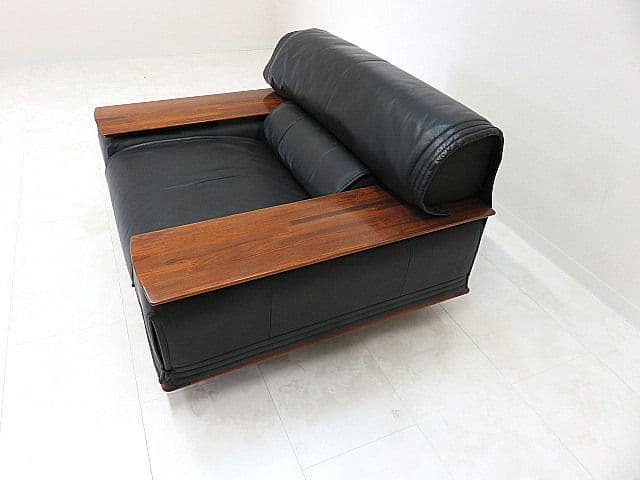 展示品　カリモク ビベンテ 本革1人掛けソファ 花梨材 ローズウッド