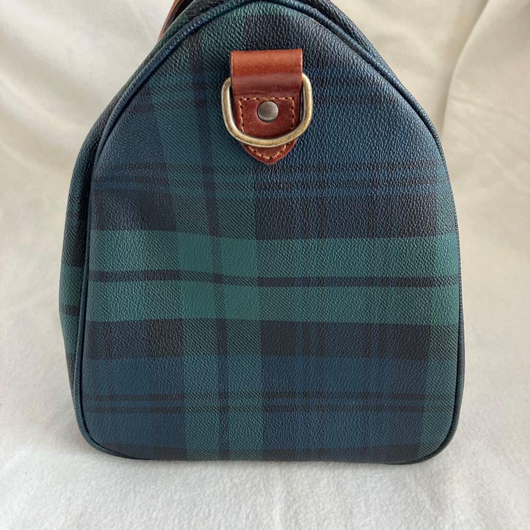 【美品】ポロラルフローレン　90sミニボストンバッグ　ブラックウォッチ　PVC