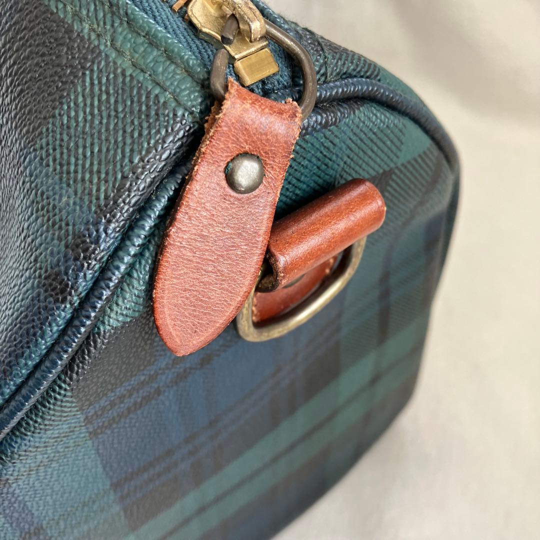 【美品】ポロラルフローレン　90sミニボストンバッグ　ブラックウォッチ　PVC