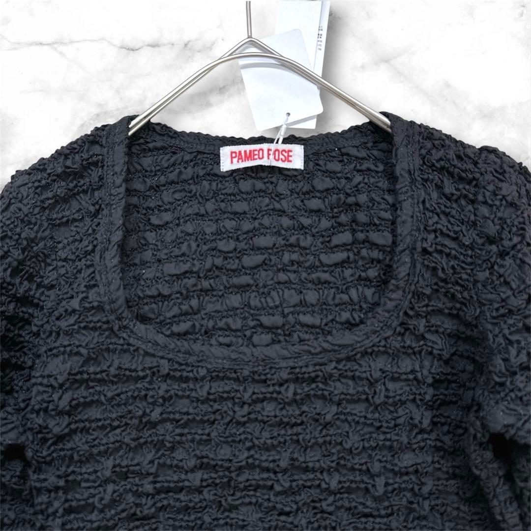 25SS 新品タグ付 パメオポーズ ギャザリングパフミニドレス ワンピース 黒