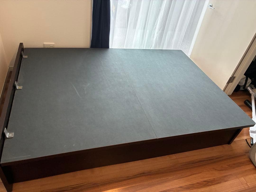 ニトリ　ダブルベッド　跳ね上げ式　ブラウン　マットレスなし