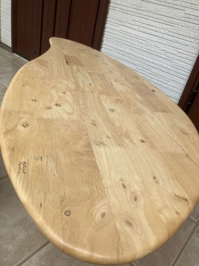 【美品】天然木ラバーウッド ◉曲線が美しいローテーブル◉2点セット