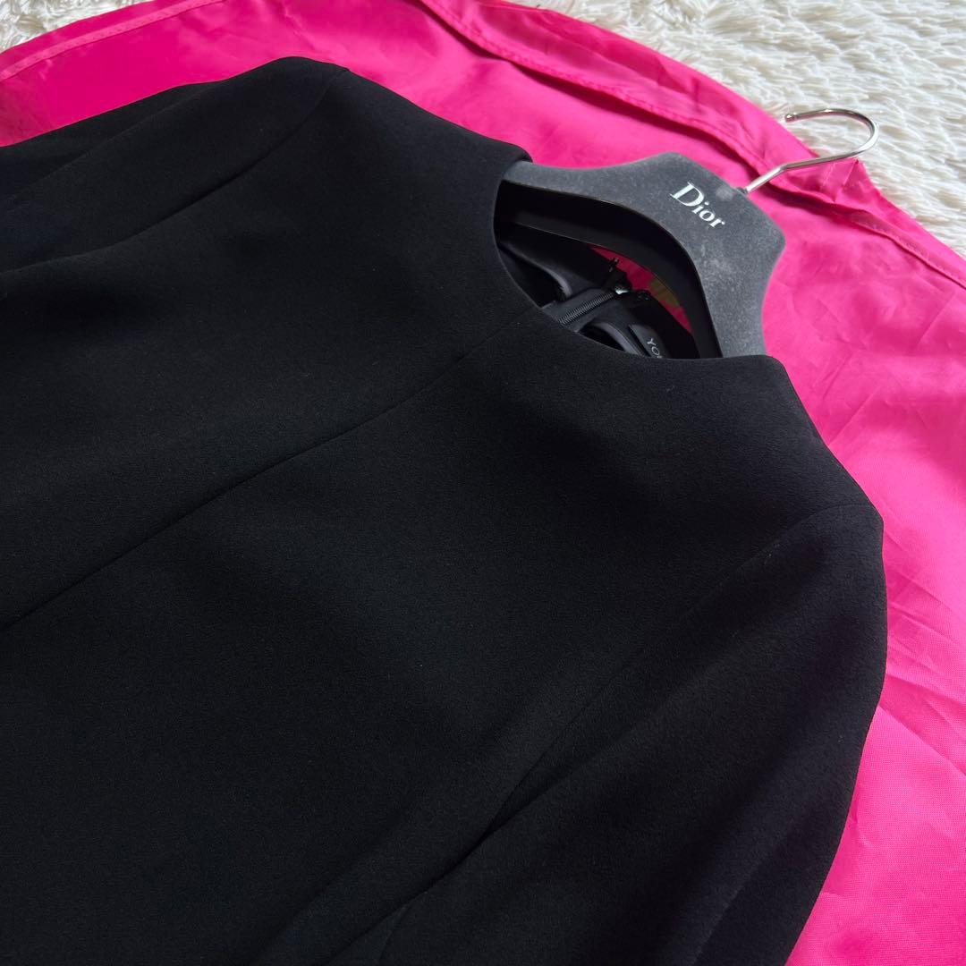 【美品】YOKO CHAN 膝丈ワンピース ブラック 36 長袖 バックテール