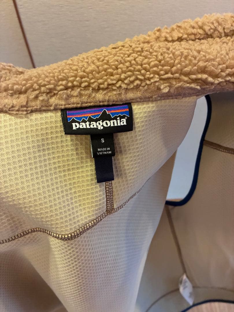 Patagonia フリース ベスト S ベージュ/青
