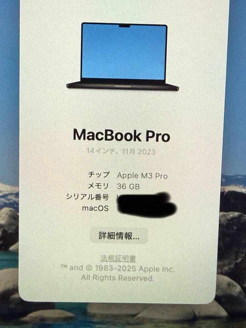 最終値下げ［美品］MacBook M3pro 36GB 1TB